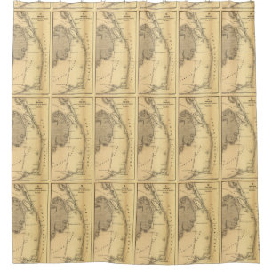Vintage Karte der äußeren Banken (1862) Duschvorhang
