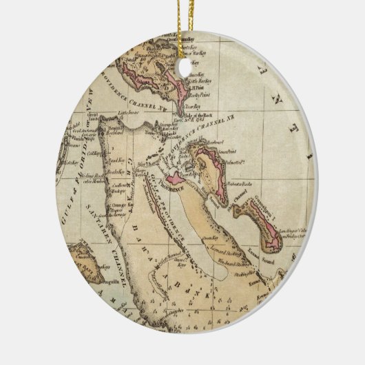 Vintage Karte der Bahamas (1823) Keramik Ornament (Links)