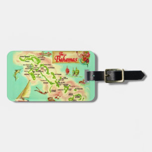 Vintage Karte der Bahamas-Inseln  Gepäckanhänger