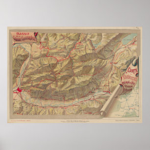 Vintage Karte der Berge Chartreuse (1897) Poster