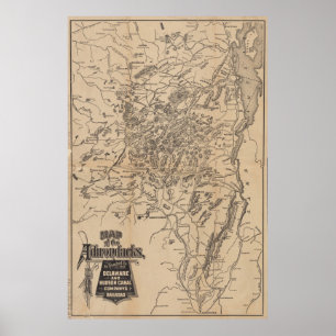 Vintage Karte der Berge von Adirondack (1880) V.2 Poster