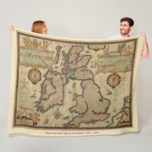 Vintage Karte der Britischen Inseln, 1552 - 1629 Fleecedecke