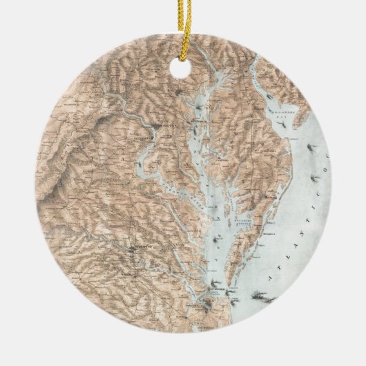Vintage Karte der Chesapeake-Bucht (1861) Keramikornament (Vorne)