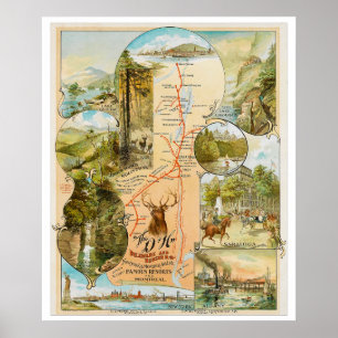 Vintage-Karte der Delaware and Hudson Railroad Poster