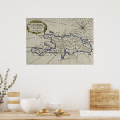 Vintage Karte der Dominikanischen Republik (1750) Poster (Küche)