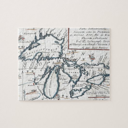 Vintage Karte der Great Lakes (1696) Puzzle (Horizontal)