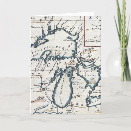 Vintage Karte der Großen Seen (1696) (Vorderseite)