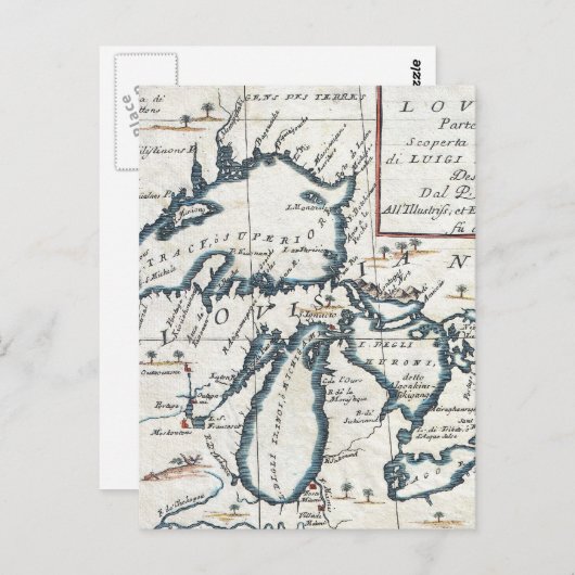 Vintage Karte der Großen Seen (1696) (Vorne/Hinten)