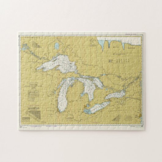 Vintage Karte der Großen Seen (1979) Puzzle (Horizontal)