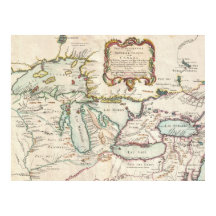 Vintage Karte der Großen Seen