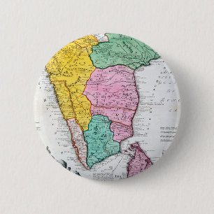 Vintage Karte der indischen Halbinsel   1733 Button