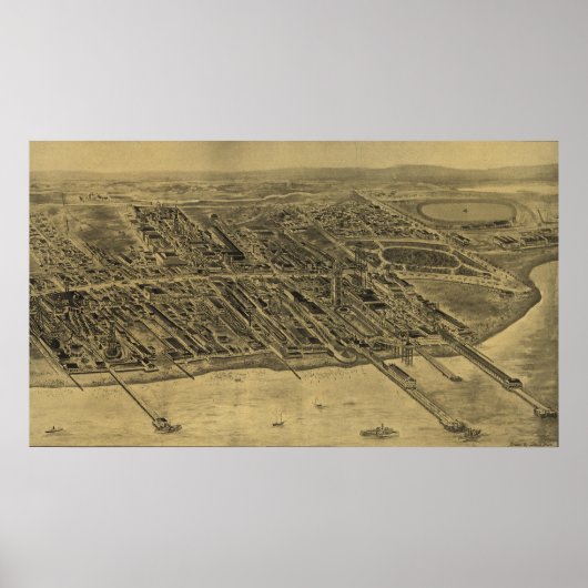 Vintage Karte der Insel Coney (1906) Poster (Vorne)