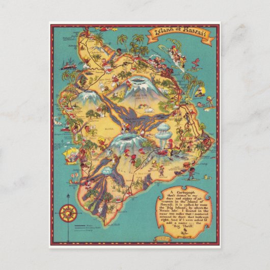 Vintage Karte der Insel Hawaii (Vorderseite)