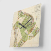Vintage Karte der Insel Hawaii (1906) Quadratische Wanduhr (Winkel)