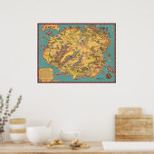 Vintage Karte der Insel Kauai Poster (Küche)