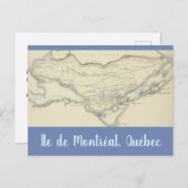 Vintage Karte der Insel Montreal, Quebec (Vorne/Hinten)