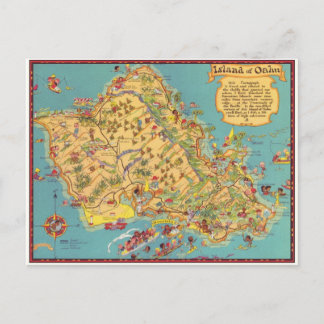 Vintage Karte der Insel Oahu