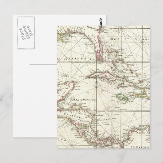 Vintage Karte der Karibik (Vorne/Hinten)