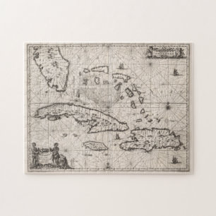 Vintage Karte der Karibik (1650) Puzzle