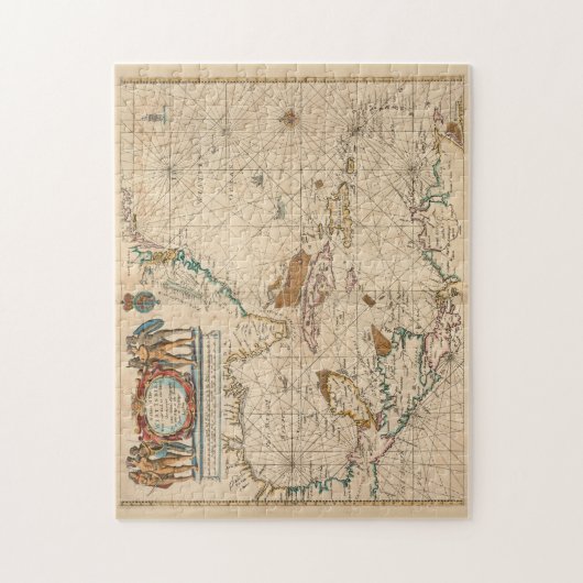 Vintage Karte der Karibik (1672) Puzzle (Vertikal)