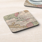 Vintage Karte der Karibik (1732) Untersetzer (Linke Seite)