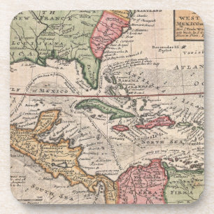 Vintage Karte der Karibik (1732) Untersetzer