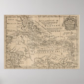 Vintage Karte der Karibik (1763) Poster (Vorne)