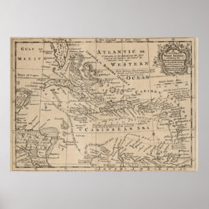 Vintage Karte der Karibik (1763) Poster