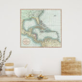 Vintage Karte der Karibik (1803) Poster (Küche)