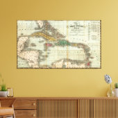 Vintage Karte der Karibik (1834) Leinwanddruck (Insitu (Wohnzimmer))
