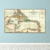 Vintage Karte der Karibik (1834) Leinwanddruck (Insitu (Holzboden))