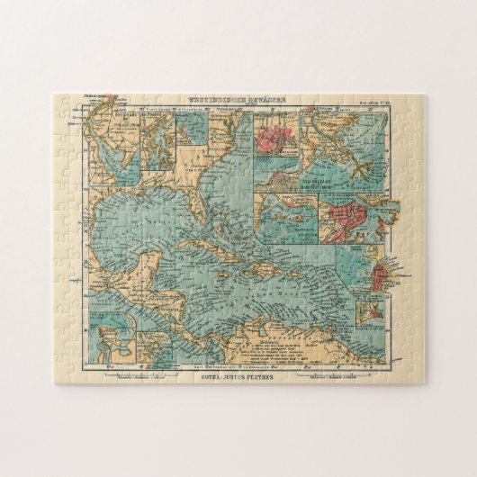 Vintage Karte der Karibik (1906) Puzzle (Horizontal)