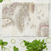 Vintage Karte der Karibischen Meere Küchentuch (Gefaltet)