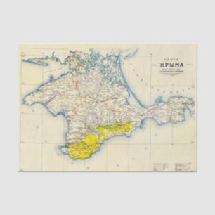 Vintage Karte der Krim, Ukraine, Region Sewastopol Seidenpapier