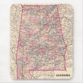 Vintage Karte der Landkreise von Alabama (1876) Mousepad