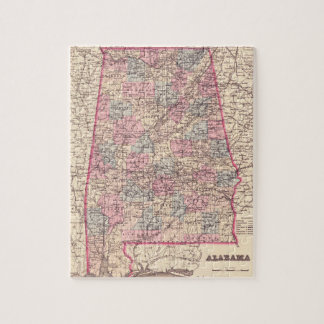 Vintage Karte der Landkreise von Alabama (1876) Puzzle