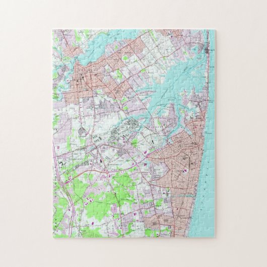 Vintage Karte der langen Niederlassung u. der Puzzle (Vertikal)