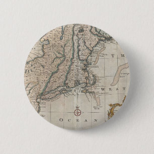 Vintage Karte der New England-Küste (1747) Button