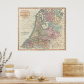 Vintage Karte der Niederlande (1799) Poster (Küche)