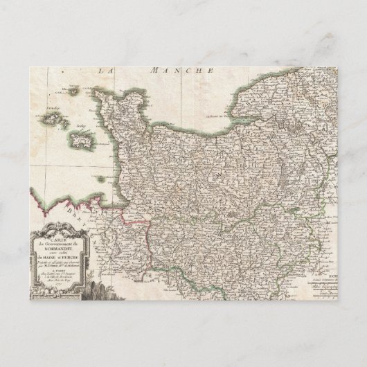 Vintage Karte der Normandie (1771) (Vorderseite)