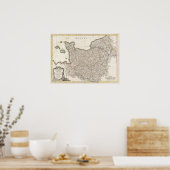 Vintage Karte der Normandie (1771) Poster (Küche)