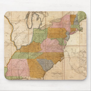 Vintage Karte der Post Road United Staaten (1804) Mousepad