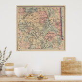Vintage Karte der Region NH Lakes (1890) Poster (Küche)