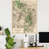 Vintage Karte der Rocky Mountains (1885) Poster (Heimbüro)