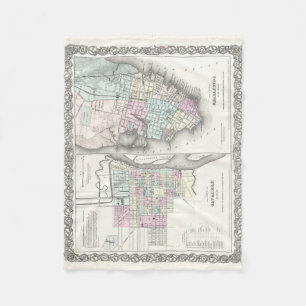 Vintage Karte der Savanne und des Charlestons Fleecedecke