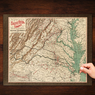Vintage-Karte der Schlachtfelder des amerikanische Puzzle