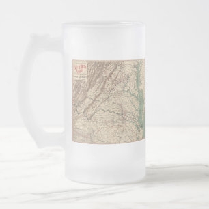 Vintage-Karte der Schlachtfelder des Bürgerkriegs  Mattglas Bierglas
