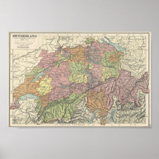 Vintage Karte der Schweiz - 1920er Poster