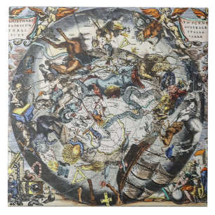 Vintage Karte der Sky Constellations Fliese