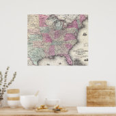 Vintage Karte der Staaten im Osten (1862) Poster (Küche)